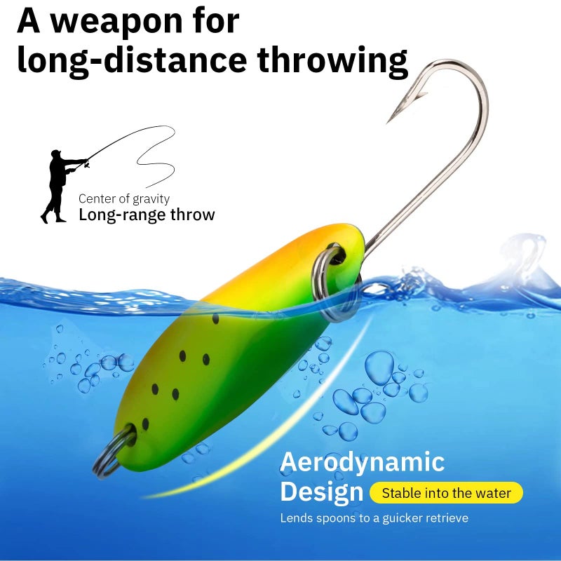 THKFISH ملاعق صيد سمك السلمون المرقط والبايك والباس والكرابي والعين رمادية فاتحة اللون - خطاف واحد - 1/5 أونصة 5 قطع من THKFISH - Image 2